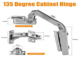 165&deg & 135&deg Soft Close Cabinet Hinges for Lazy Susan Bifold Doors, Concealed European Hinges, Full V1107-994-21441