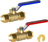 Brass Garden Hose Splitter 1/2 Inch Push-Fit Full Port Ball Valve V1258-DP02-C-187