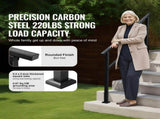 Outdoor Handrails for Steps, 4-5 Step Stair Rail Kit, Black Square Tube with Horizontal Bar, Carbon V952-FGDHGZLSLZFSY0FVPV0