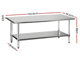 Cefito 1524x762mm Stainless Steel Kitchen Bench 430 SSKB-430S-60-30