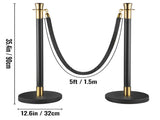 Crowd Control Stanchion, Set of 6 Pieces Stanchion Set, Stanchion Set with 5 ft/1.5 m Black Velvet V952-GLZHSHRSJTHG69AV4V0