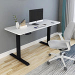 140cm Standing Desk Height Adjustable Sit Stand Motorised Black Single Motor Frame White Top V255-SMB-140W