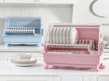 Cutlery Dish Drainer Rack with Lid Cover Multifunctional Kitchen Tableware Storage Box Pink V1294-YM0716-3118220101513
