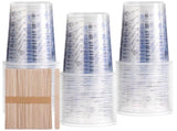 50PCS Plastic Measuring Cups, 32oz Disposable Mixing Cups with 50 Wooden Sticks, Precision Ratio V1369-AZ3-W-08730