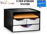CEP 3 Tier Module Storage Station Home Office Black/Metallic Grey MADE IN FRANCE V563-8-021