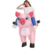 Pink Ride On Pig Cartoon Costumes Air Model Inflatable Costume Funny Dress Up Props Halloween Party V1263-JX-7913
