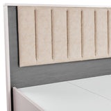 Queen 5 Pcs Bedroom Suite Fabric Upholstery MDF Combination of Champagne and Black Colour V43-BDS-MAXL-5PC