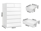 Levede Tall Storage Cabinet 7 Drawer Dresser Bedroom Storage Cupboard Tallboy CH1171-7-WH-AU