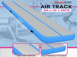 Powertrain Airtrack 20cm Thick 8m x 1m Inflatable Gymnastics Tumbling Mat Air Track - Blue IFM-0801-GYBU
