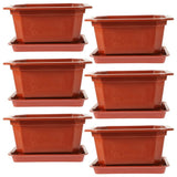 6Sets Garden Plastic Planter Pots Dark Red for Home and Office Use V1369-AZ3-W-20611