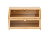 Artiss Bamboo Bread Box 2-Tier Kitchen Countertop Storage 39cm Natural BBX-2T-WIN-WD