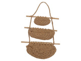 Hanging Fruit Basket 3 Tier Wall Mounted Handcraft Hemp Rope Wood 3 Tier Hanging Wall Basket for V1294-YM0717-3115220087211