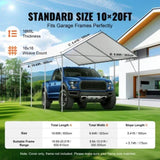VEVOR 10 x 20 ft Carport Replacement Canopy Cover, Garage Top Tent Shelter Tarp Heavy-Duty V952-CKPB10X20FTB3Z2RRV0