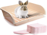 X-Large Rabbit Litter Box with 10PCS Bonus Pads, Drawer, Corner Toilet Box 17.3" x 13" and Bigger V1258-DP02-C-908