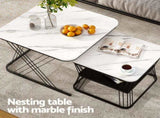 Artiss Nesting Coffee Table Set of 2 Marble Effect FUR-V-COF-02-MBWH