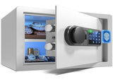 Wendlon White Safe Box Touch Screen with Fingerprint/Electronic Password, Backlit Keypad, LED Light, V1411-AU000025F