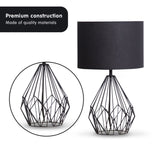 Sarantino Metal Wire Table Lamp in Black Finish With Black Drum Shade LMP-MLM-747