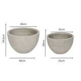 Set 2 Nested Subtle Textured Planter 37cm, 24cm V637-91239PLN