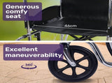 Equipmed Folding Manual Wheelchair Self Propelled, 24" Rear Wheels, Chrome Steel Frame, 46cm Wide V219-HELWLCEQ1EKA
