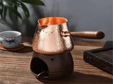 500ml Pure Copper Latte Pitcher Milk Jug with Wooden Handle Kettles Hammer Handcraft Drinkware V1366-AZ2-W-22060