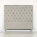 Bed Head Double Size French Provincial Headboard Upholsterd Fabric Beige V43-BED-SENDBEG