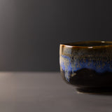 Matcha Tea Bowl 11.5cm Blue Drip on Black V637-C3867
