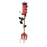 Colourful Birdhouse Stake w Gardenfork 91cm V637-74159BRD
