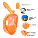 Orange Full Face Snorkel Mask Swimming Breath Dry Diving Goggle Scuba Glass Anti-Fog AU XS V201-W12783354