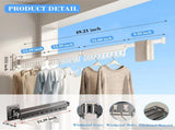 Wall-Mounted Folding Drying Rack with Windproof Holes & Retractable Rod for Balcony, Bathroom & V1107-CS-MDKZDLYJB