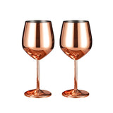 Set of 2 Rose Gold Wine Glasses,500ml Copper Wine Glasses, Stainless Steel Wine Glasses, Unbreakable V1369-AZ3-W-04293