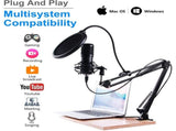 USB Gaming Microphone Streaming Podcast PC Microphone Condenser Mic Kit with Flexible Arm for Gaming V1192-AZ-W-31931