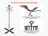Fireplace Tool Set, 5 PCS Tool Set and Holder with Four-Prong Stand, Tongs, Ash Shovel, Brush, V952-BLGJTJ5JTSZGDJ6II001V0