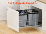 Pull-Out Trash Can, 27 QT x2 Double Under Mount Kitchen Waste Container, Heavy Duty Garbage V952-CFLJTDTHSST5PSCNSV0