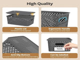 6 Pack Plastic Storage Baskets with Lids, Stackable Storage Containers Bins for Organizing Kitchen V1237-ZY00B0GGZ58BGM