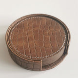 Coasters for Drinks - Set of 6 Absorbent Leather Coasters with Coaster Holder, Perfect for Coffee V1370-AZ4-02039