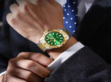 Men'S Watch Stainless Steel Watch Blue Dial Watch Water-Resistant Watch - 959 Gold, Silver, Green V1106-937-97937-GOL-01
