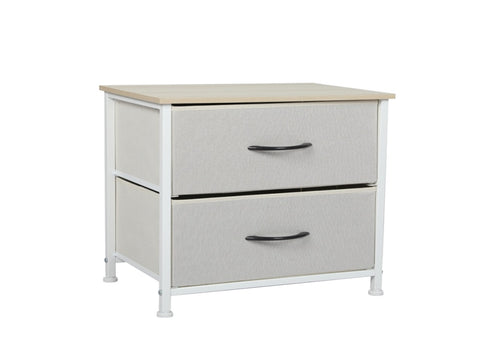 Levede Chest of 2 Drawers Bedside Table Beige CH1052-CR_NZ
