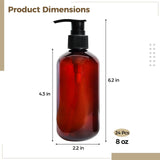 24PCS Pump Bottle Dispensers, 8oz Amber Plastic Bottles, Refillable Liquid Dispensers with Secure V1192-AZ-W-18328