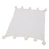 Throw Blanket White 90x90cm Cotton Knitted Pom Pom Throw Blanket for Sofa Bed Car Camping V1294-YM0901-180712ZQ06-3