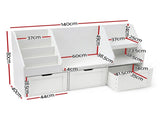 Keezi Kids Bookshelf Storage Organiser Toy Box Drawer Bench Seat Cabinet White FURNI-N-BOOK-140-WH-AB