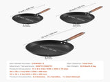 Cast Iron Skillet, 3-Piece Frying Pan Set , Nonstick Skillets with Detachable Wood V952-ZTCG81012INC606UR001V0