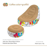 Coffee Graffiti Portable Inflatable Sofa Chair with Ottoman - Waterproof Flocked Lazy Sofa for V888-ELOSUNG17115