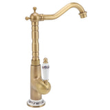 Antique Kitchen Faucet Gold All Copper European Antique Hot Cold Mixed 360&deg Rotating Kitchen V1294-YM0715-3112220048711