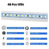 12V LED interior light strip kit, with switch and magnet, 6500K white, suitable for 8 vehicles and V1366-AZ2-W-14363