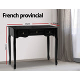 Artiss Console Table 3 Drawers Black Hamptons DRESS-D-NEW-HS-3D-BK