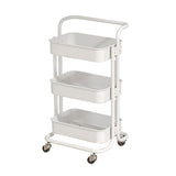 3 Tier Rolling Cart Minimalist Style Sturdy Carbon Steel Mobile Utility Cart for Kitchen Bathroom V1294-YM0901-3117240234912