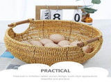 Rustic Woven Storage Basket Light Yellow Wooden Handles Kitchen Bathroom V1192-AZ-W-25283