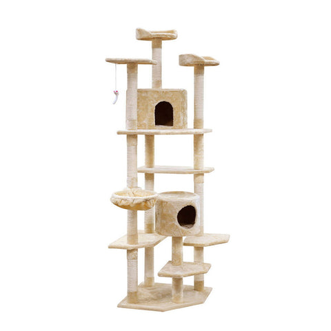 i.Pet Cat Tree 203cm Tower Scratching Post Scratcher Condo Trees House Bed Beige PET-CAT-PCTOP-BE