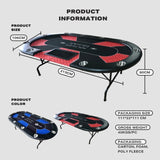 10 Player Foldable Red Color Poker Table Blackjack Texas Holdem Table with Cup Holders V488-POKER - RED