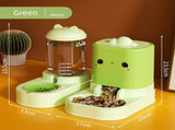 Green Cat & Dog Automatic Feeder & Waterer Set 2-in-1 Dry & Wet Separation Station with 2200ml V888-ELOSUNG50009